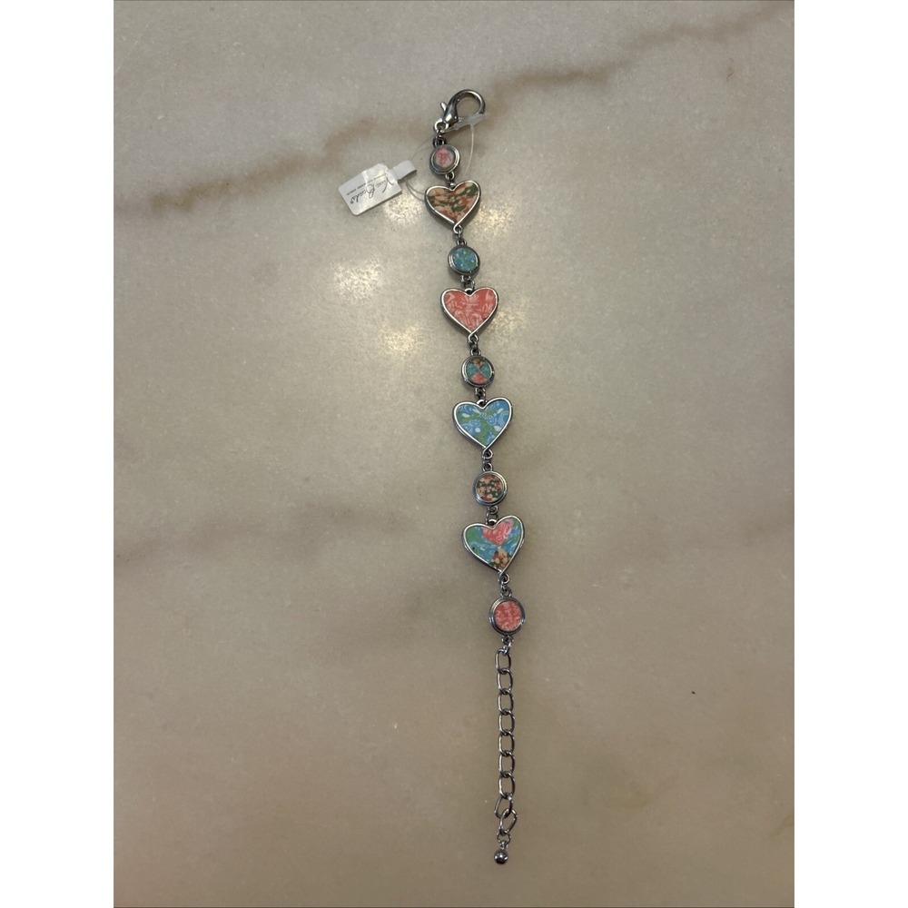 Viva Beads Coral Reef Heart Handmade Clay Beaded Jewelry Bracelet 7.5"-10"